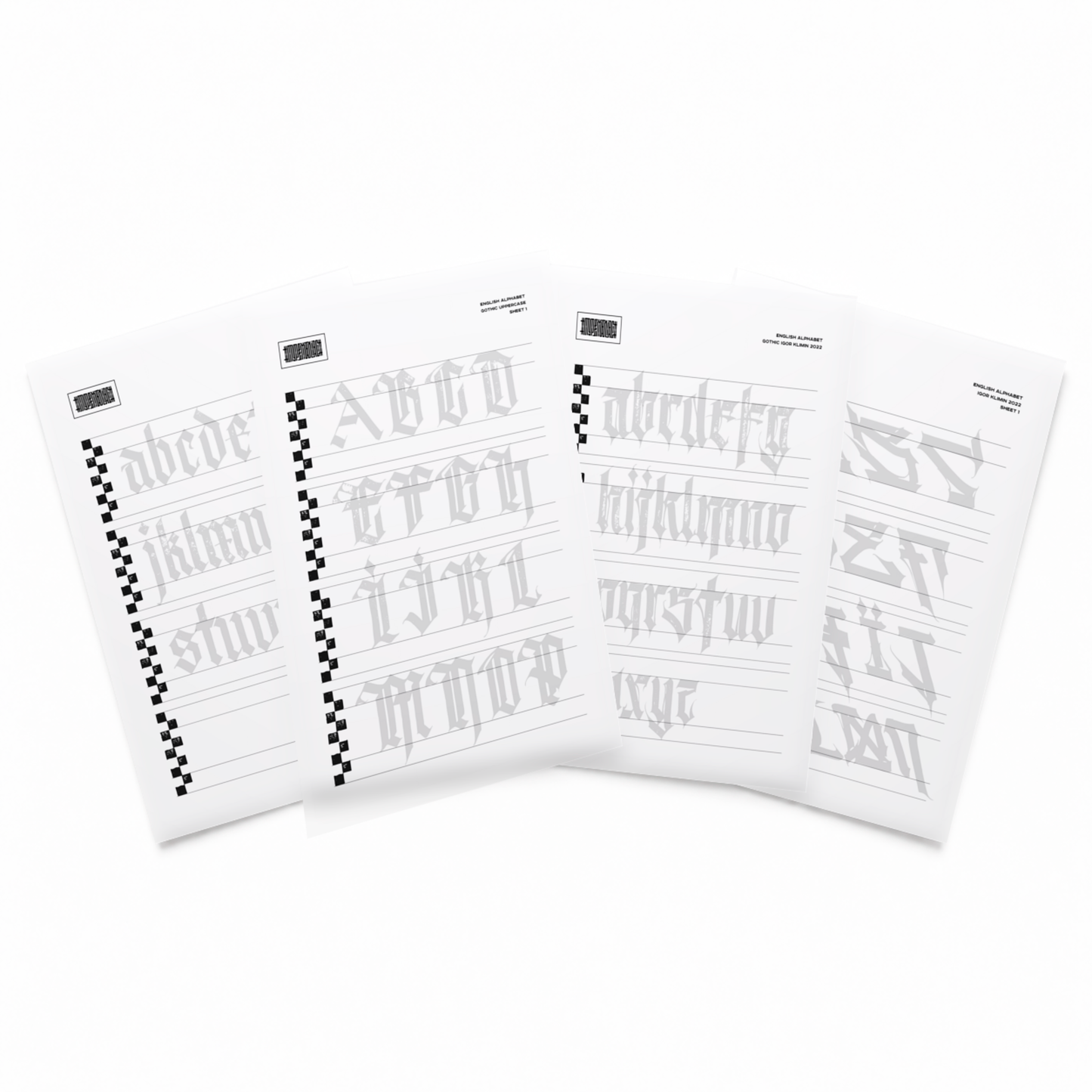 Calligraphy Practice Worksheets Collection 2022 — Gothic & Original Lettering