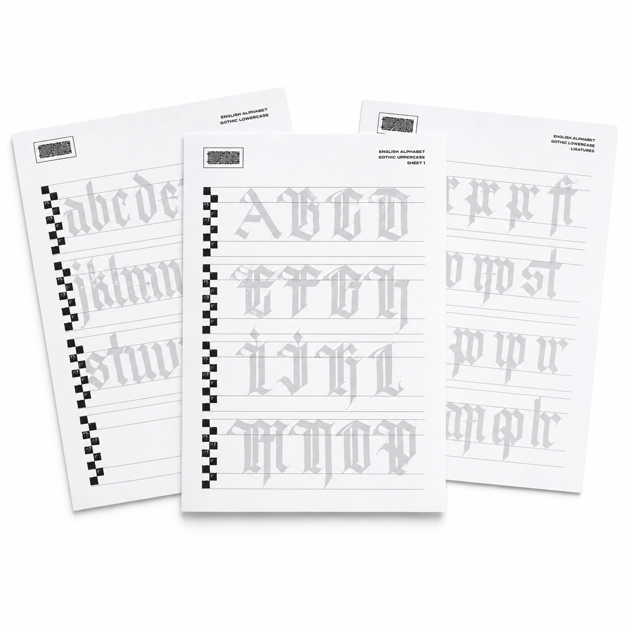 Calligraphy Practice Worksheets Collection 2022 — Gothic & Original Lettering
