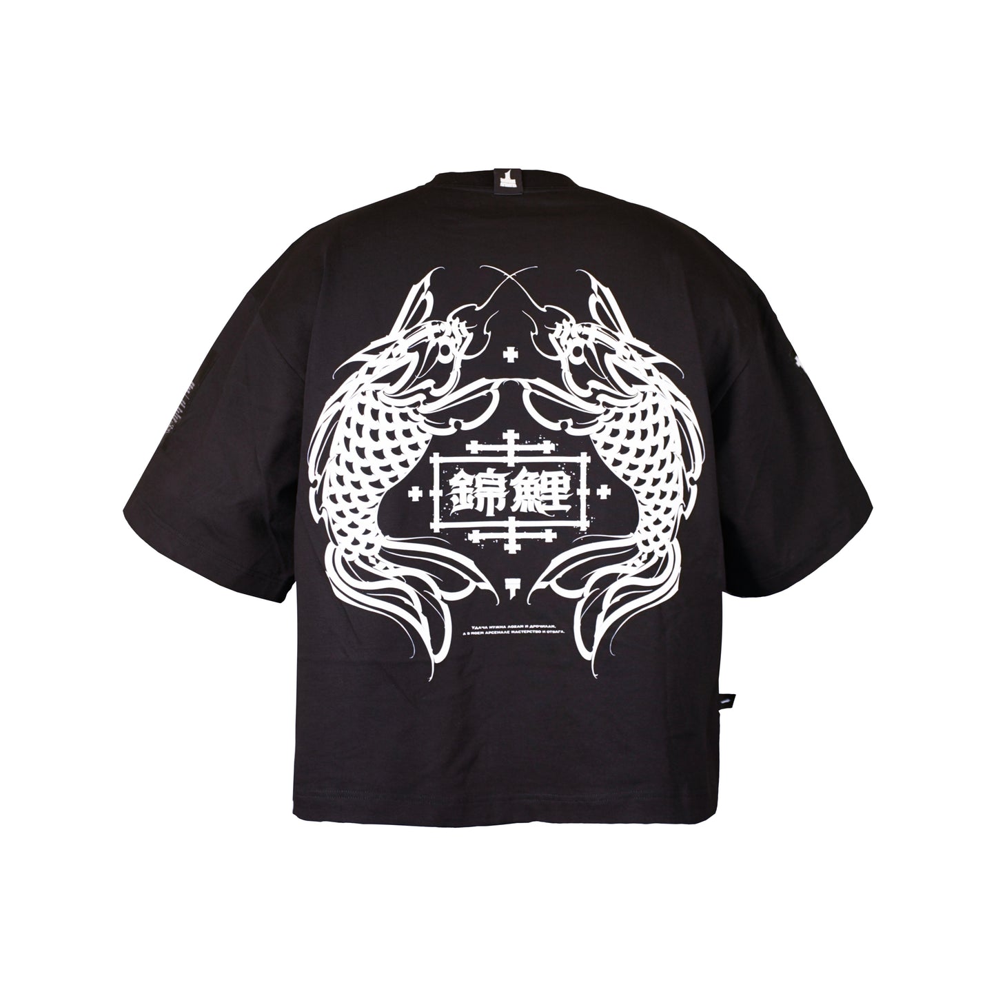 Oversize crop t-shirt "CARP KOI" black