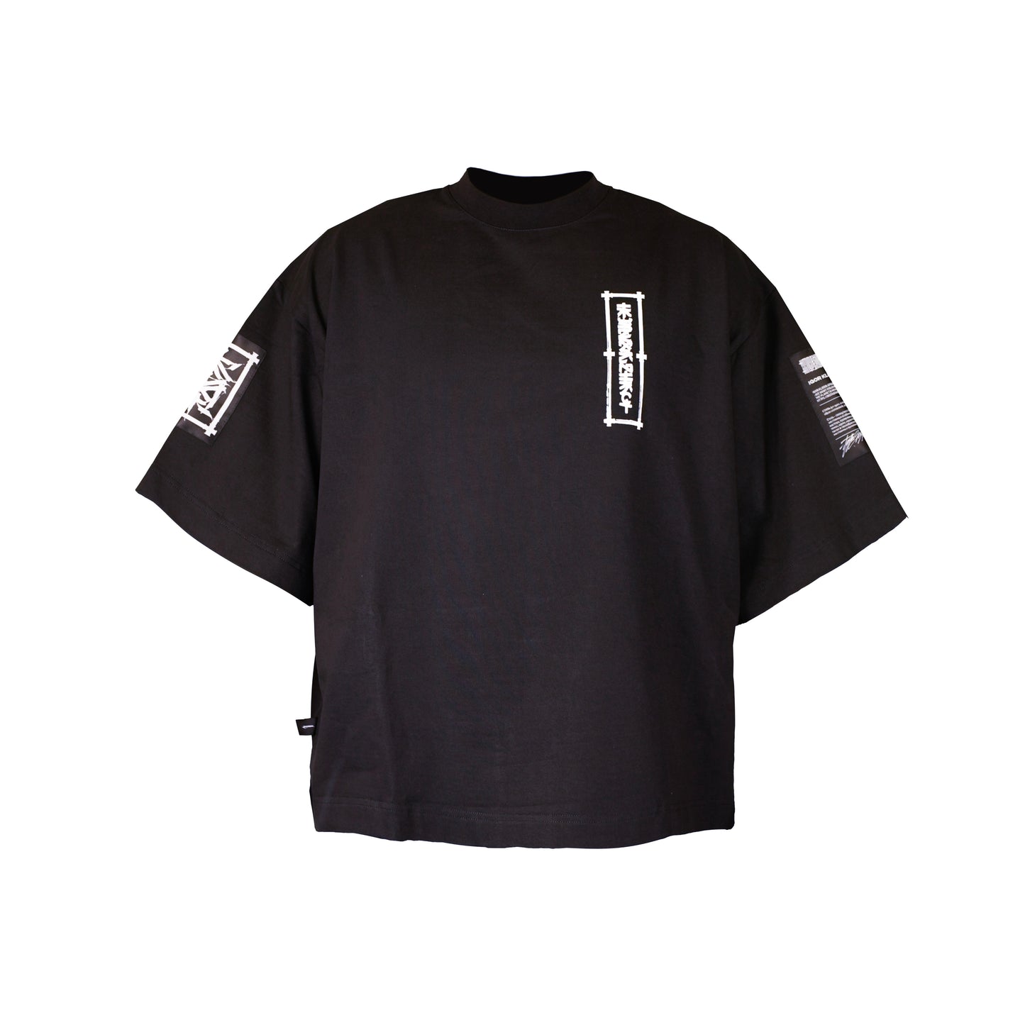 Oversize crop t-shirt "CARP KOI" black