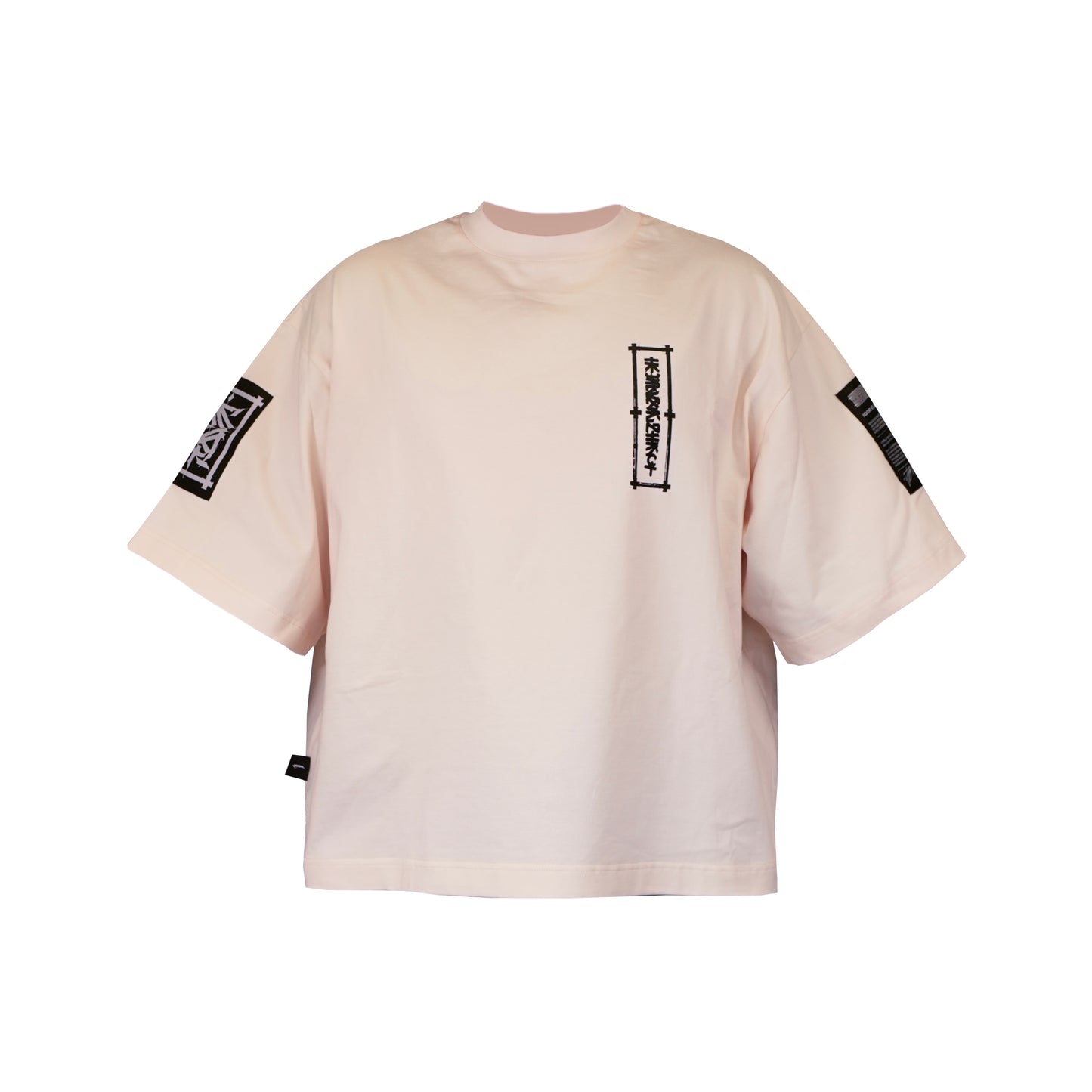 Oversize crop t-shirt "CARP KOI" cream