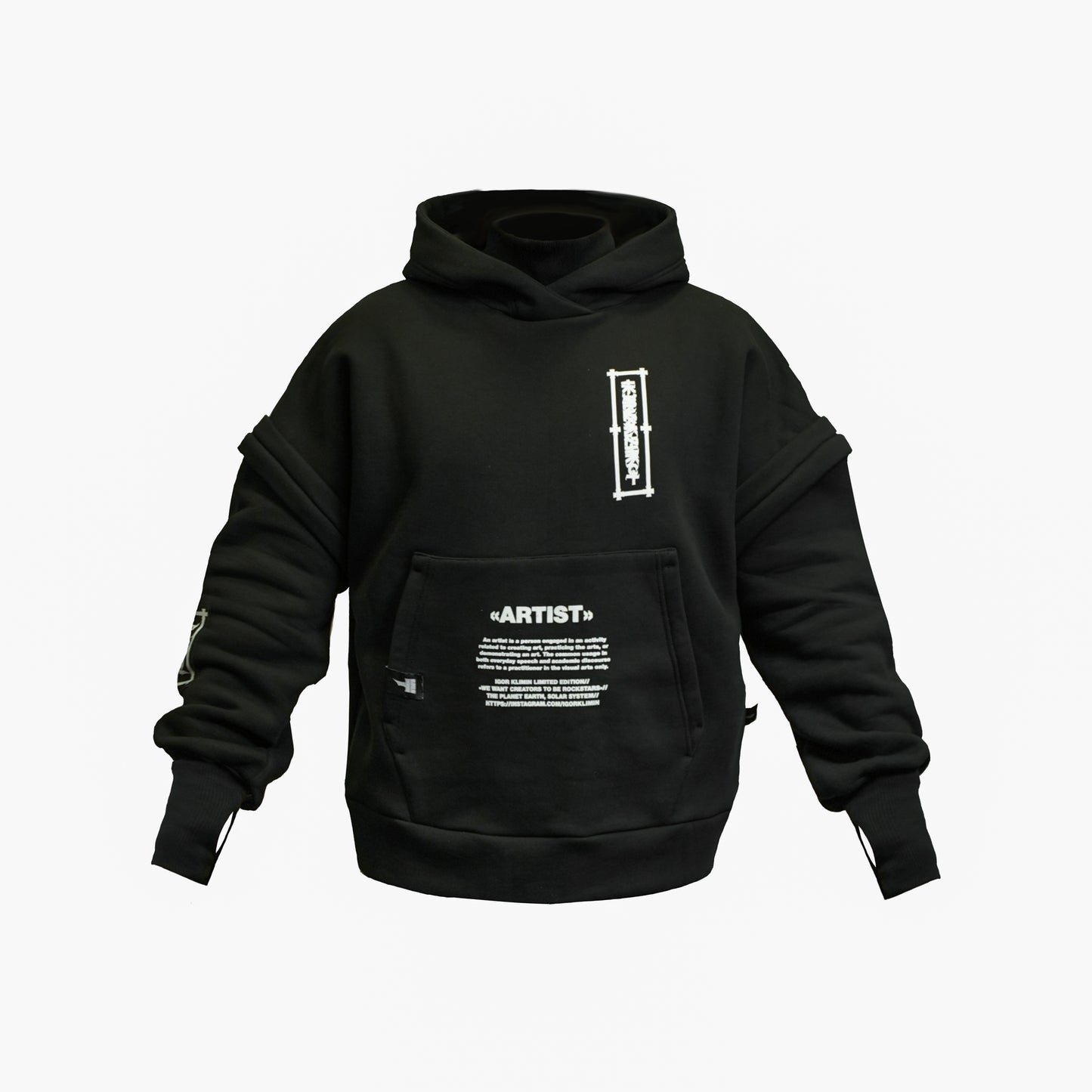 Oversized hoodie “ARTIST” with detachable sleeves